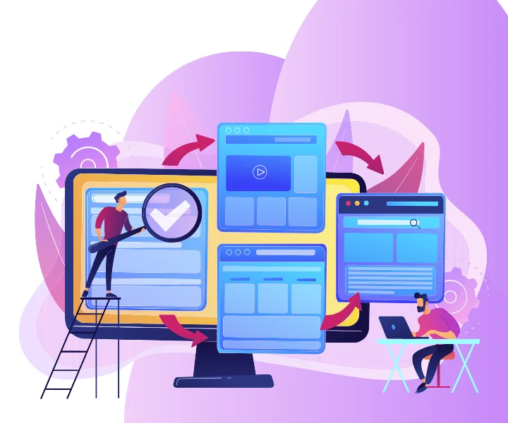 Purple Illustration Website Development Services Facebook Ad (720 x 600 пикс.)